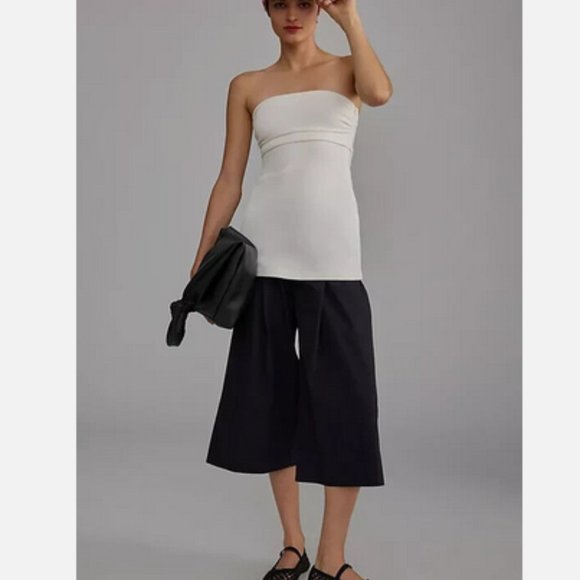 Anthropologie 2 NWT Cropped Wide Leg Trousers Pants Black...